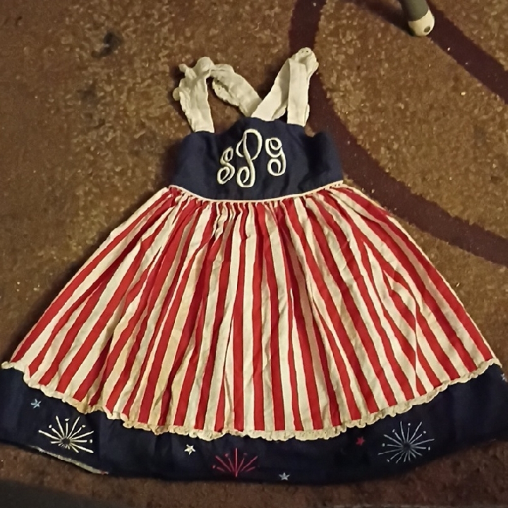 Patriotic Striped Kids Formal Dress